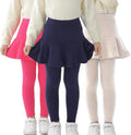 Trendy Girls' Leggings with Skirt 2-Pack - Soft Cotton Ruffle Pants