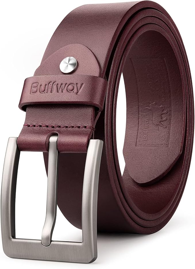 Buffway Minimalist 1.5 in Full Grain Leather Belts for Men
