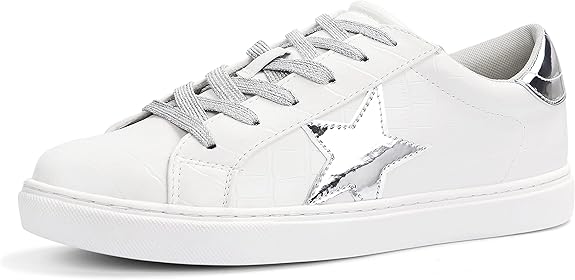 PARTY Women's Fashion Star Sneaker Lace Up Low Top Shoes