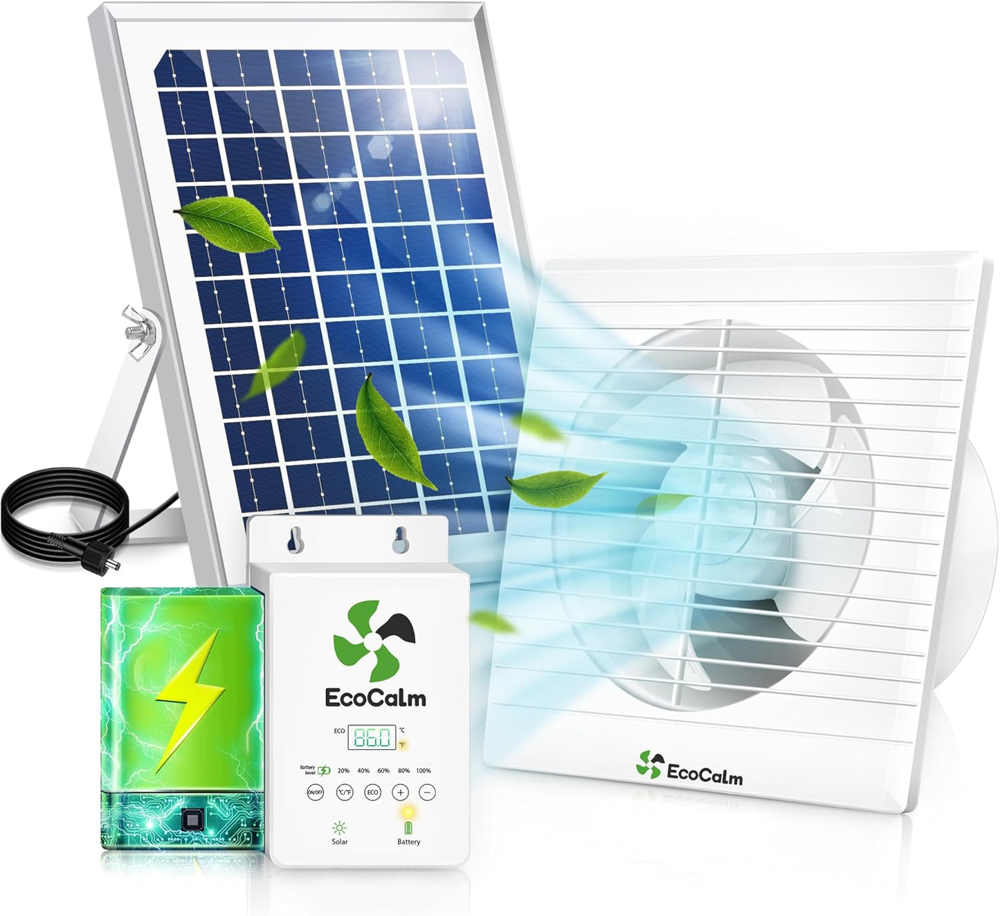 Solar Powered Exhaust Fan with Battery for Greenhouse 6ft Fan