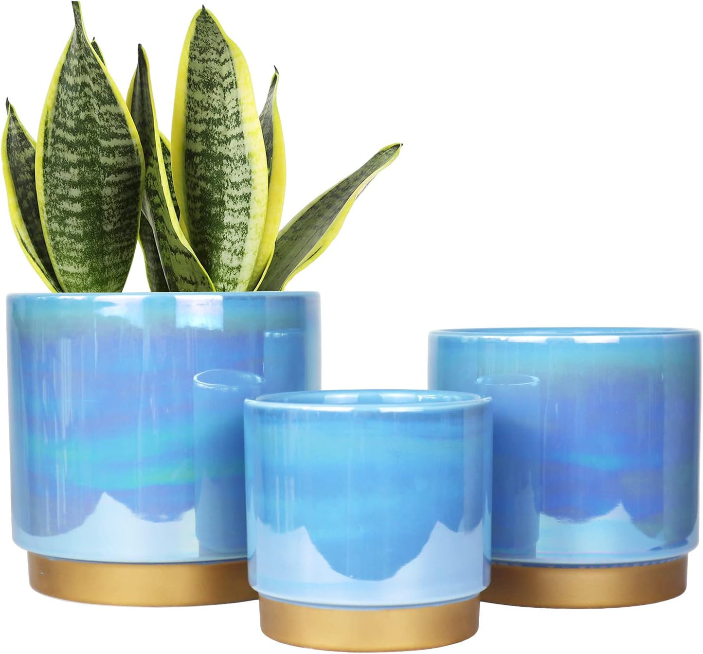 Gepege Ceramic Pots for Plants - Rainbow Pearl Glaze Planter