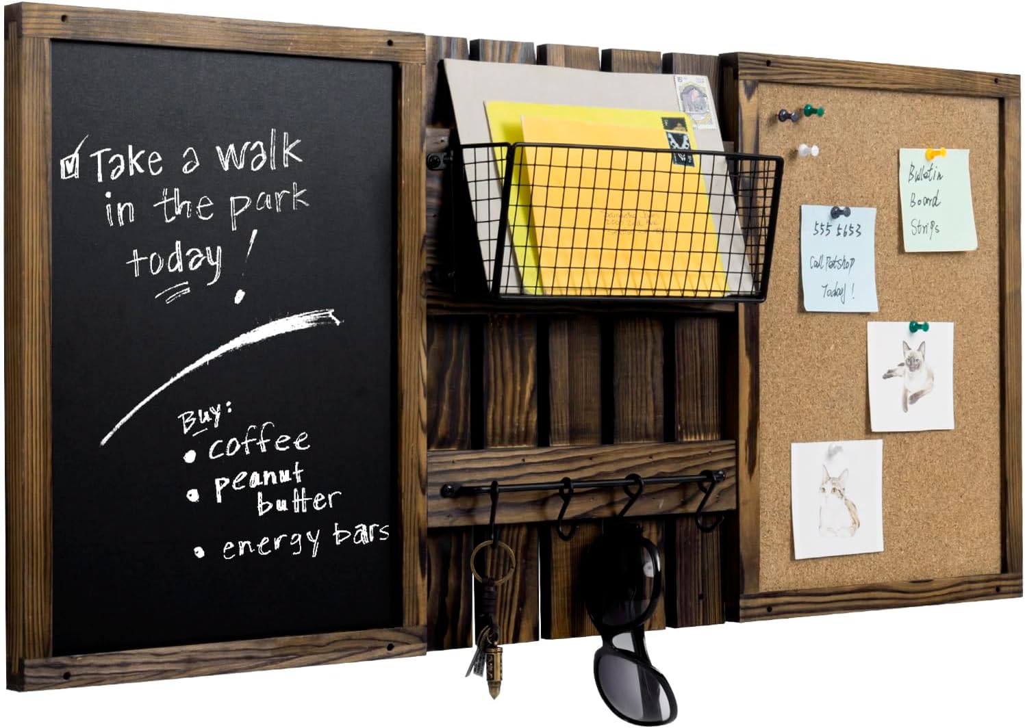 MyGift 3 Panel Wall Mounted Entryway Bulletin Board Combo Set