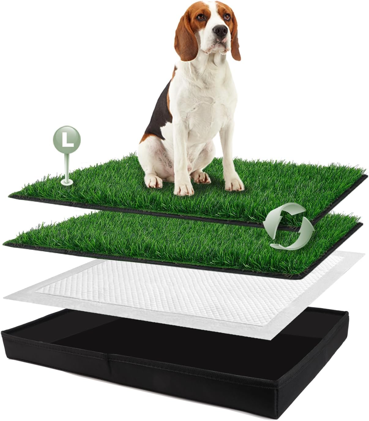 Dog Grass Pad with Foldable Litter Box for Potty Training