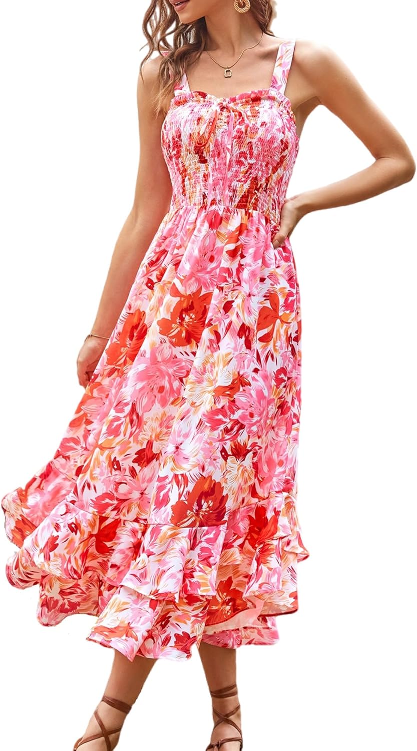 Floral Boho Dress for Women - Summer Maxi Sundress Style