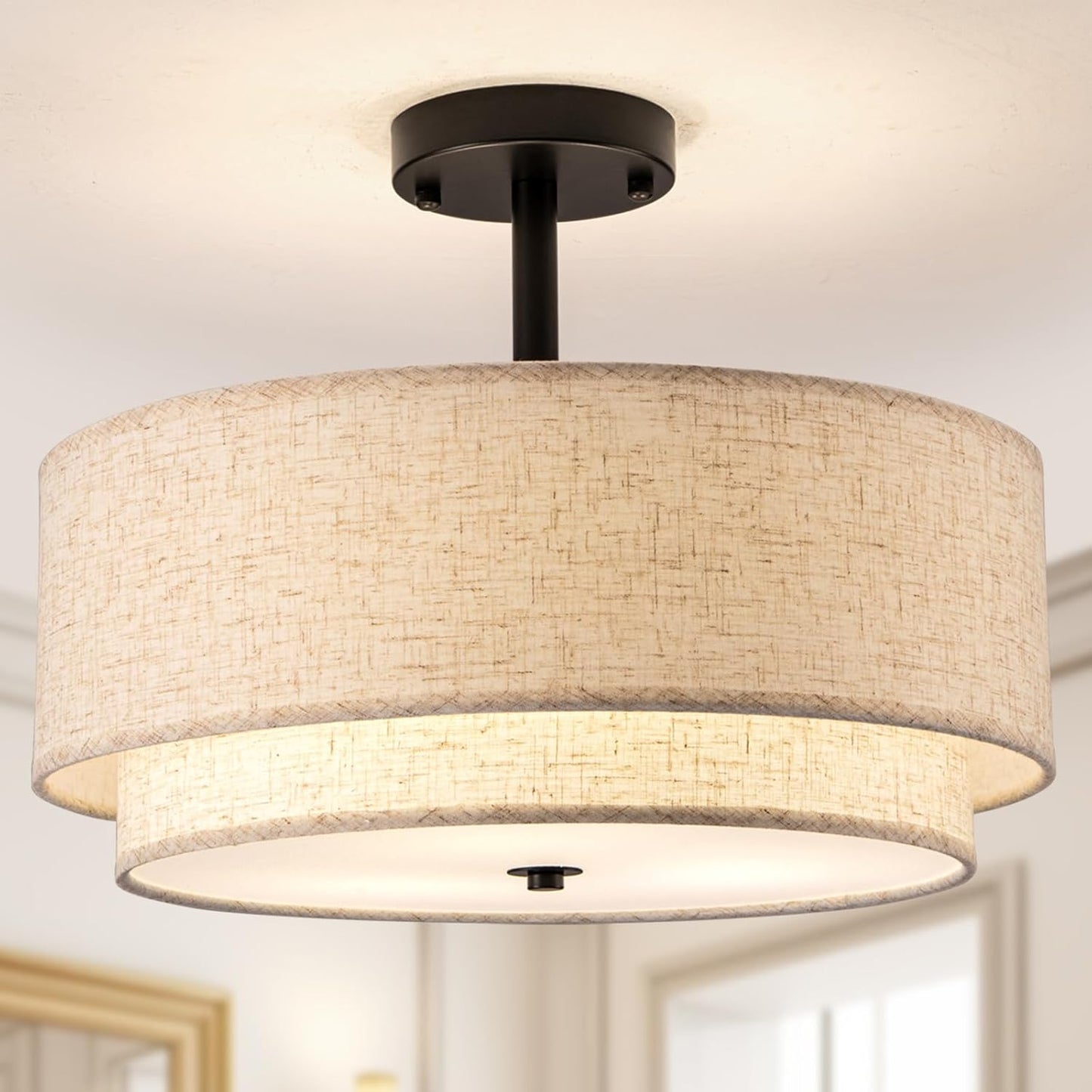 Drum Semi Flush Mount Ceiling Light for Modern Home Decor