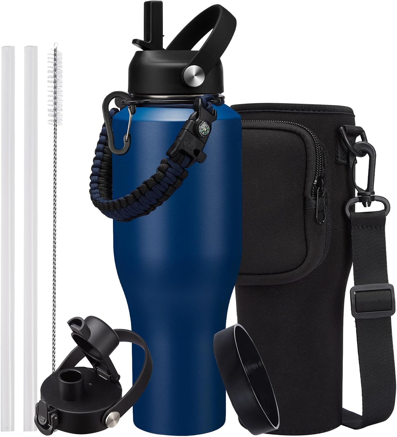 40oz Insulated Water Bottle with Straw for Travel and Adventure