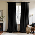 Black Velvet Curtains 108 in 2 Panels - Room Darkening Luxury