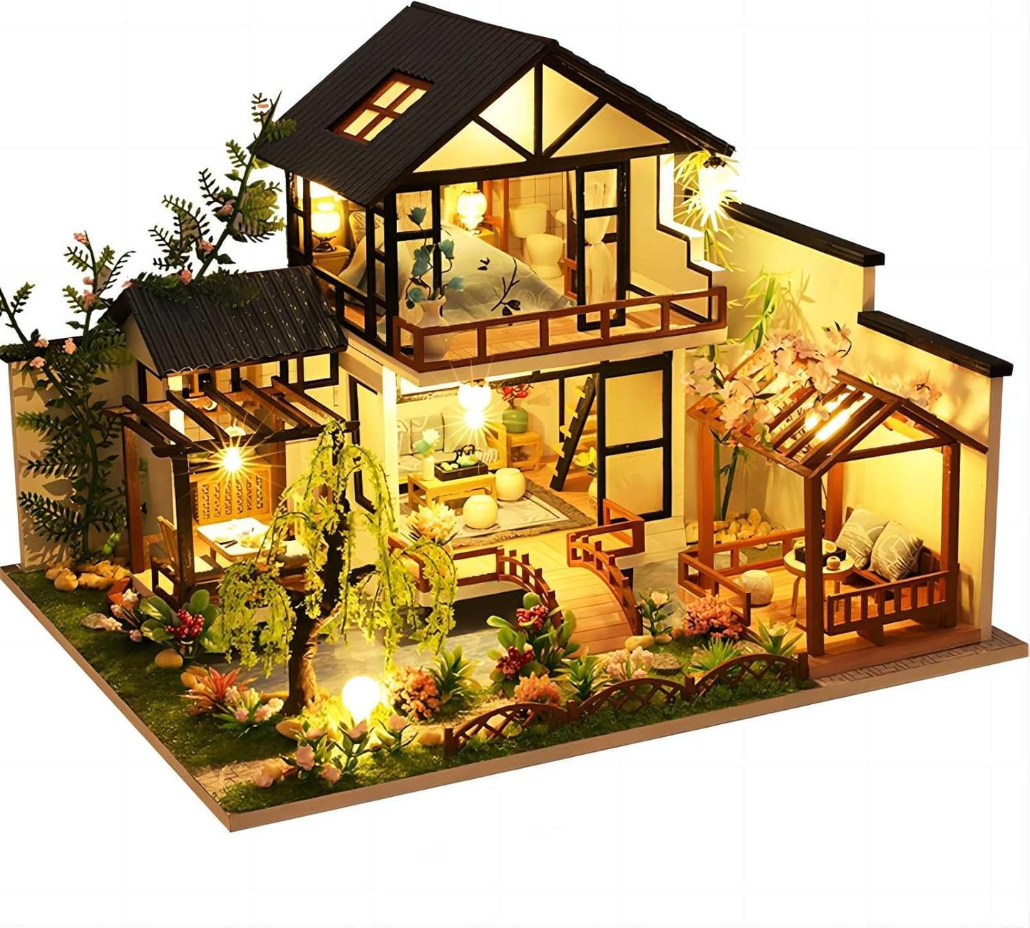 DIY Miniature House Kit with LED & Music for Creative Fun
