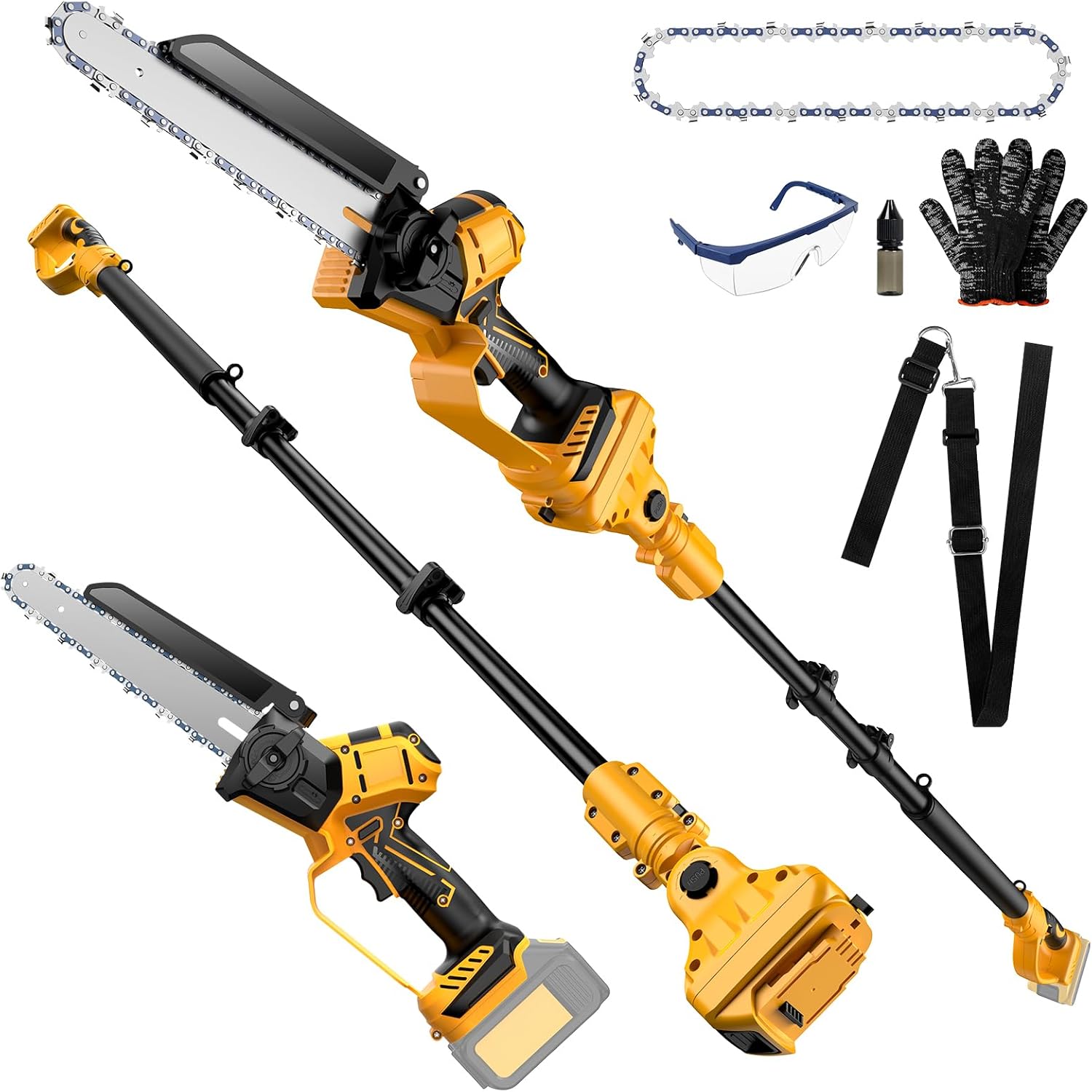 2-IN-1 Cordless 8 Inch Pole Saw & Mini Chainsaw for Tree Trimming