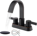 Oil Rubbed Bronze Bathroom Faucet 3 Hole 4 in Centerset - Waterfall