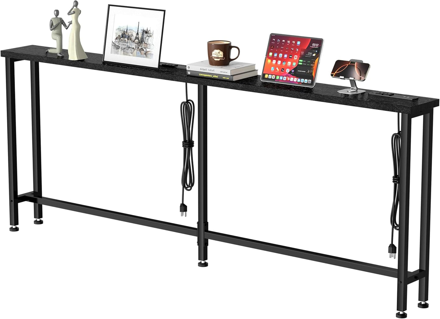 78 Inch Sofa Table with Built-in Power Strip for Modern Living