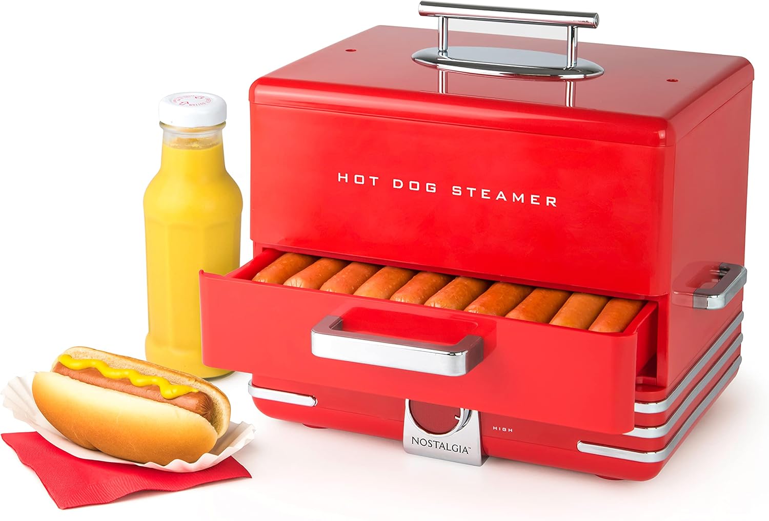 Nostalgia Extra Large Diner-Style Steamer for Hot Dogs
