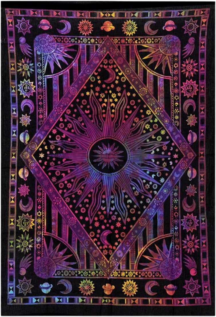 Boho Celestial Tapestry - Moon & Star Tarot Design - 54X60