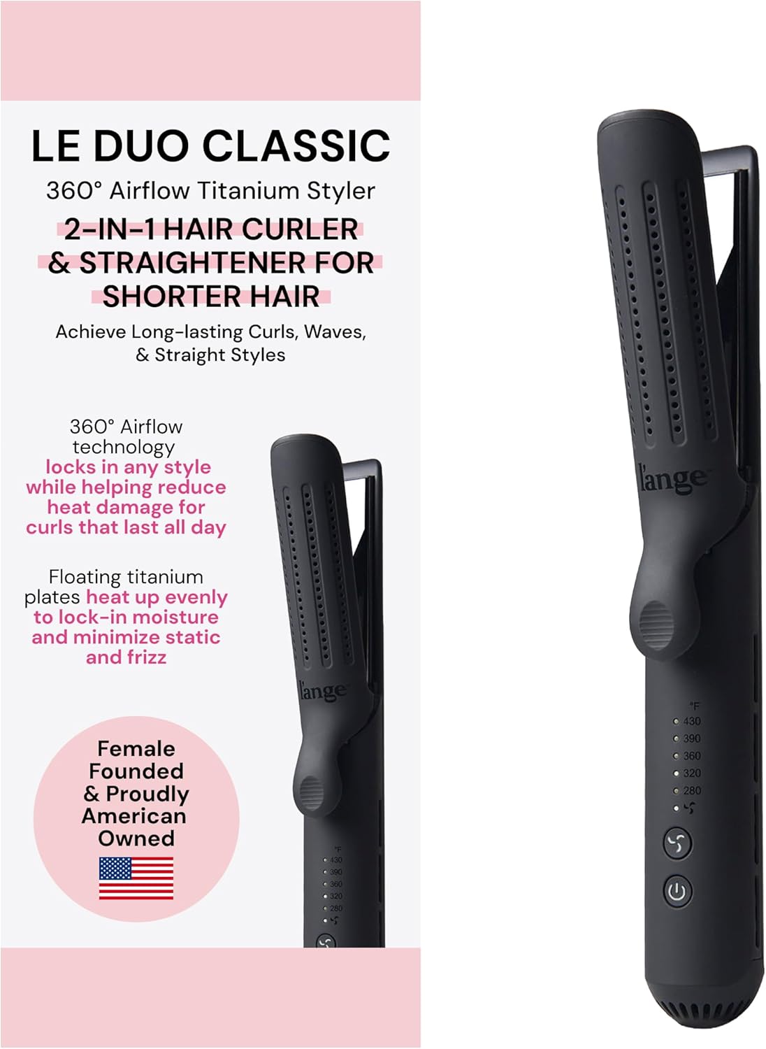 L'ANGE HAIR Le Duo 2-in-1 Curling Wand & Flat Iron Styler