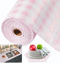 Kitchen Shelf and Drawer Liner Pink Checkered - Non Slip Protects