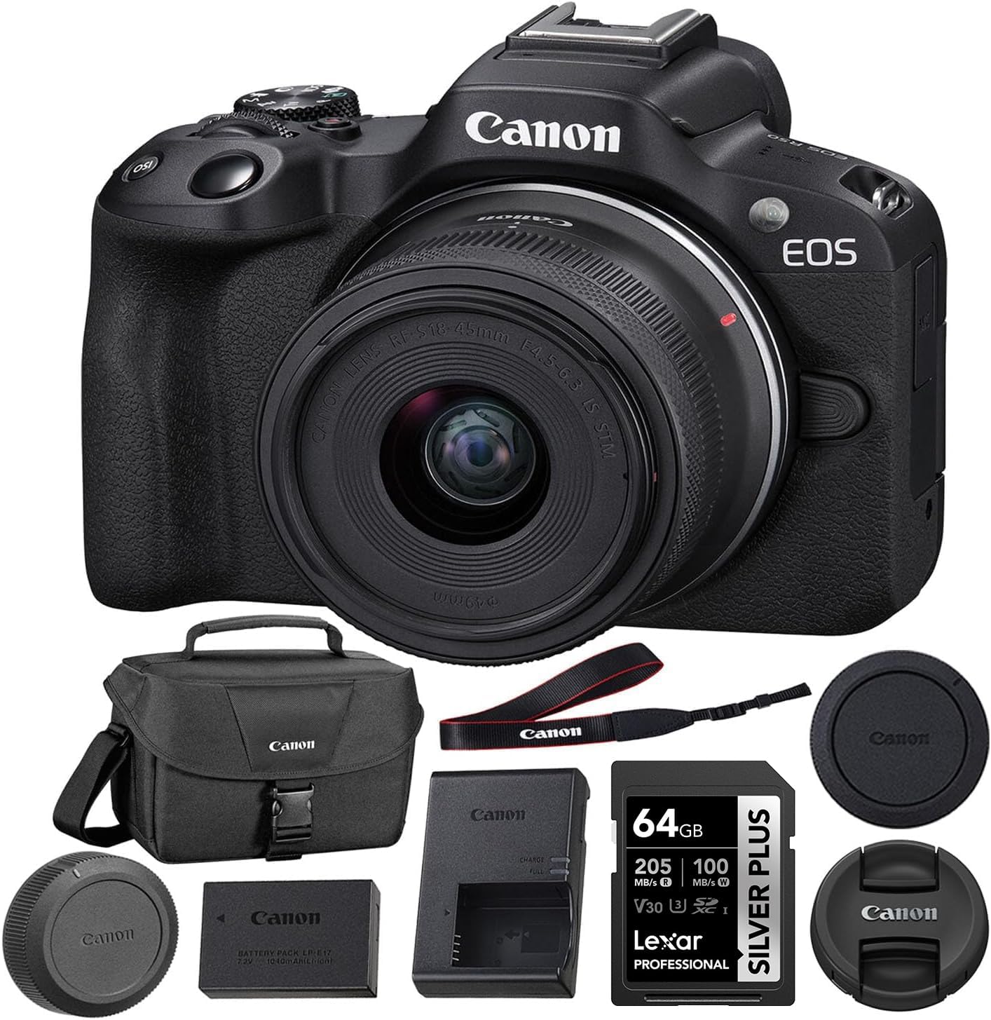 Canon EOS R50 Mirrorless Camera Bundle with 18-45mm Lens