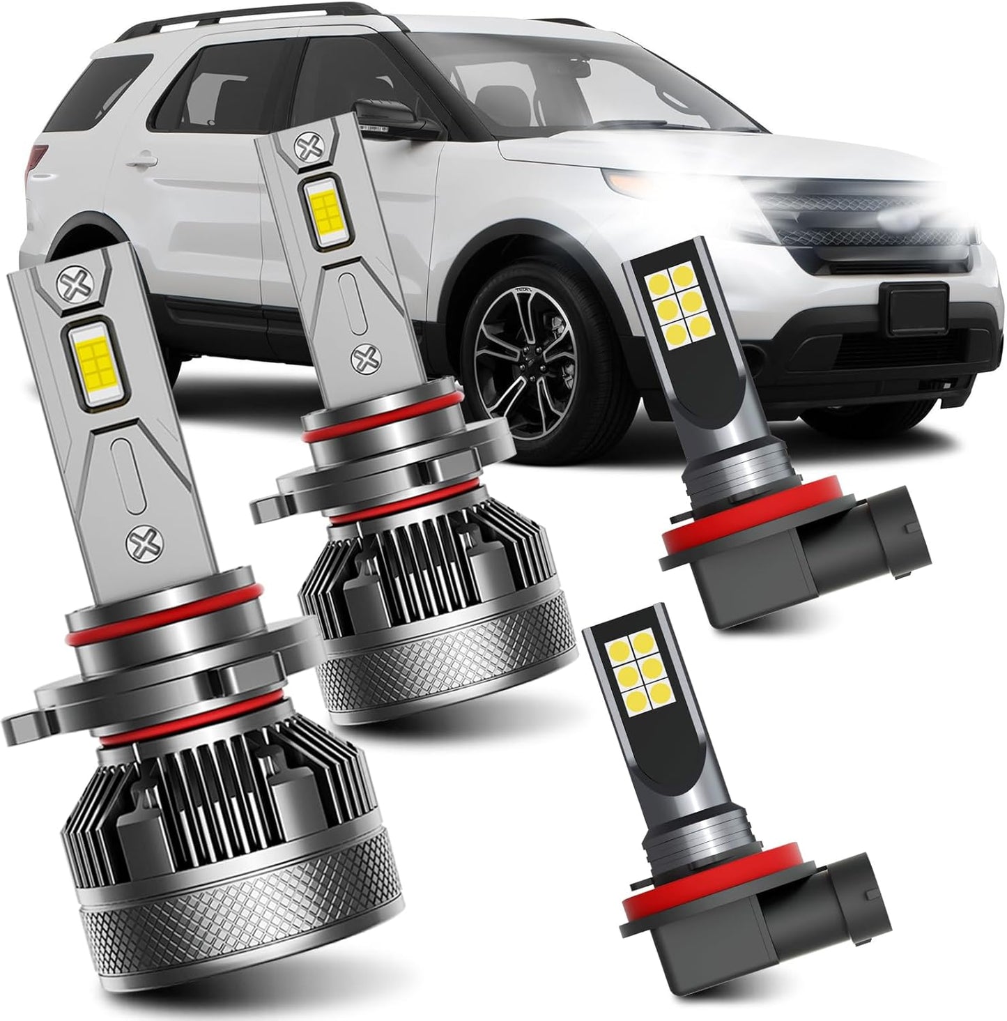 AWALITED 4pcs Explorer High Low Beam Fog Lights Bulbs Combo