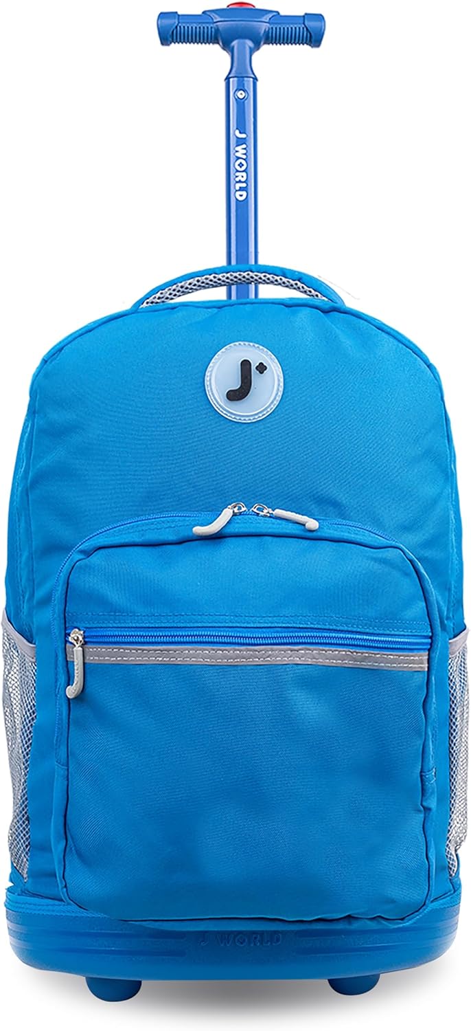 J World New York Sunrise Kids Rolling Backpack for School Use