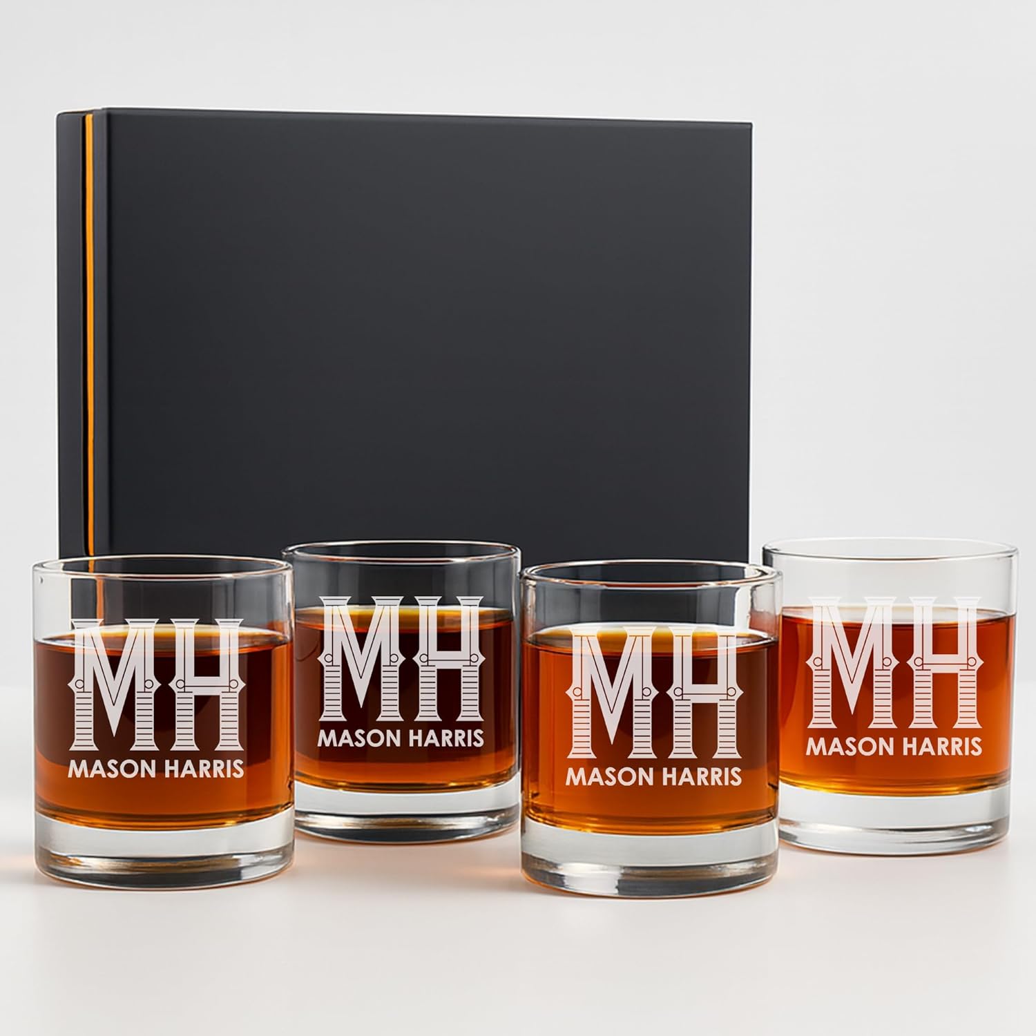 Personalized Scotch Whiskey Glasses Set - Custom Monogram Designs