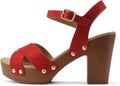 Soda MIGUEL Women Crisscross Band Chunky Block Mid Heel Sandal