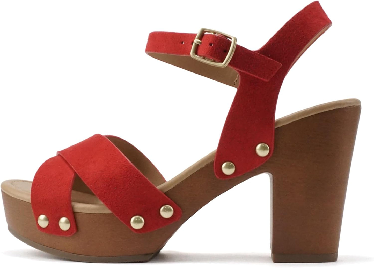 Soda Women Crisscross Band Chunky Platform Block Heel Sandal