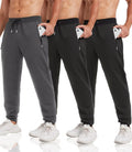 3 Pack Sweatpants for Men Tapered Joggers - Slim Fit Gym Comfort