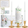 Unity Wedding Candles Ceremony Set - 3 Floral Candles with Gold