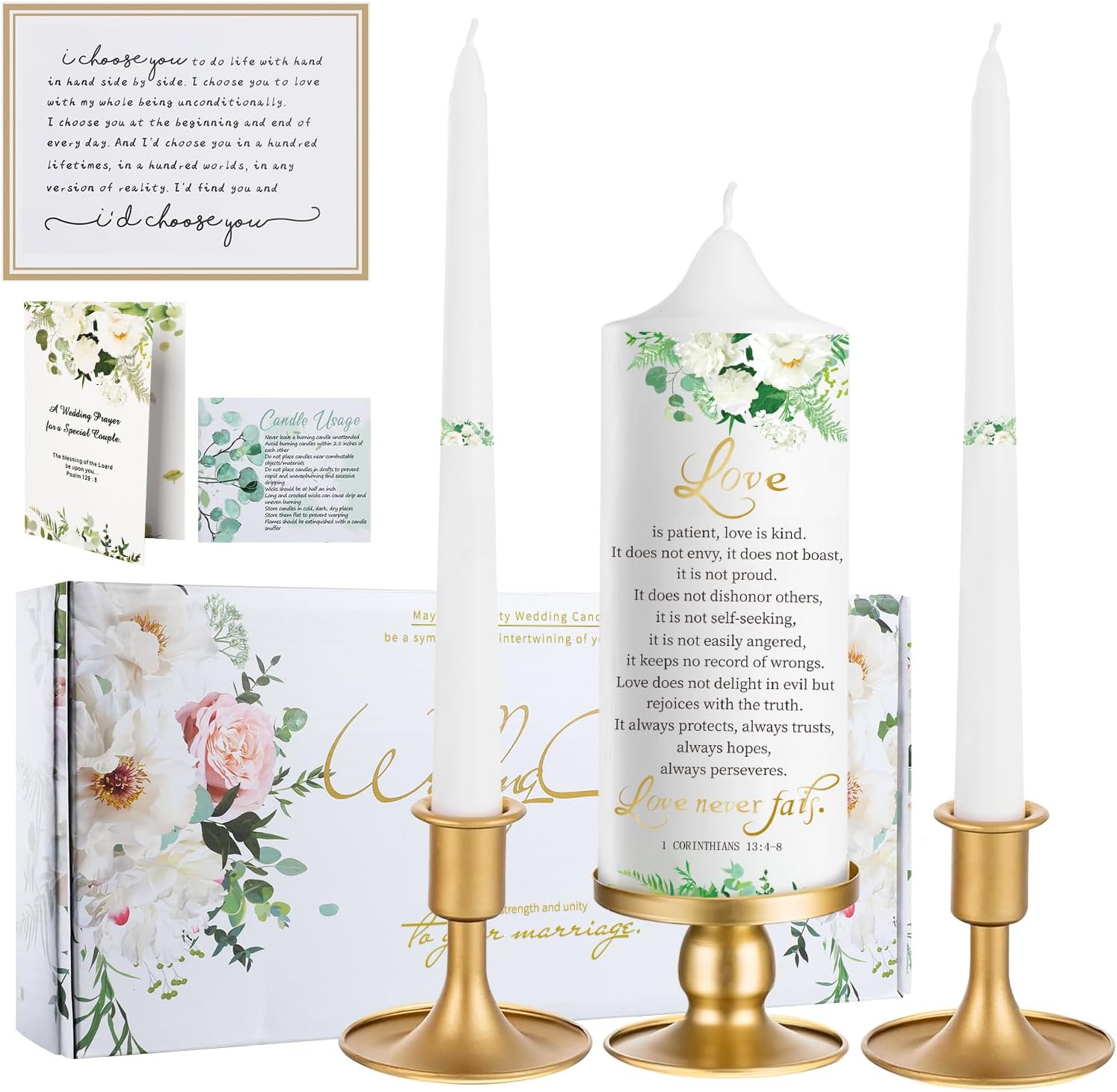 Unity Wedding Candles Ceremony Set with Gold Holders for 2025