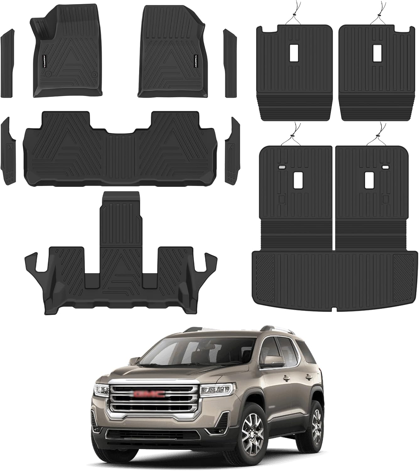 All Weather Car Floor Mats for GMC Acadia 2017-2023 Fit 6 Seats