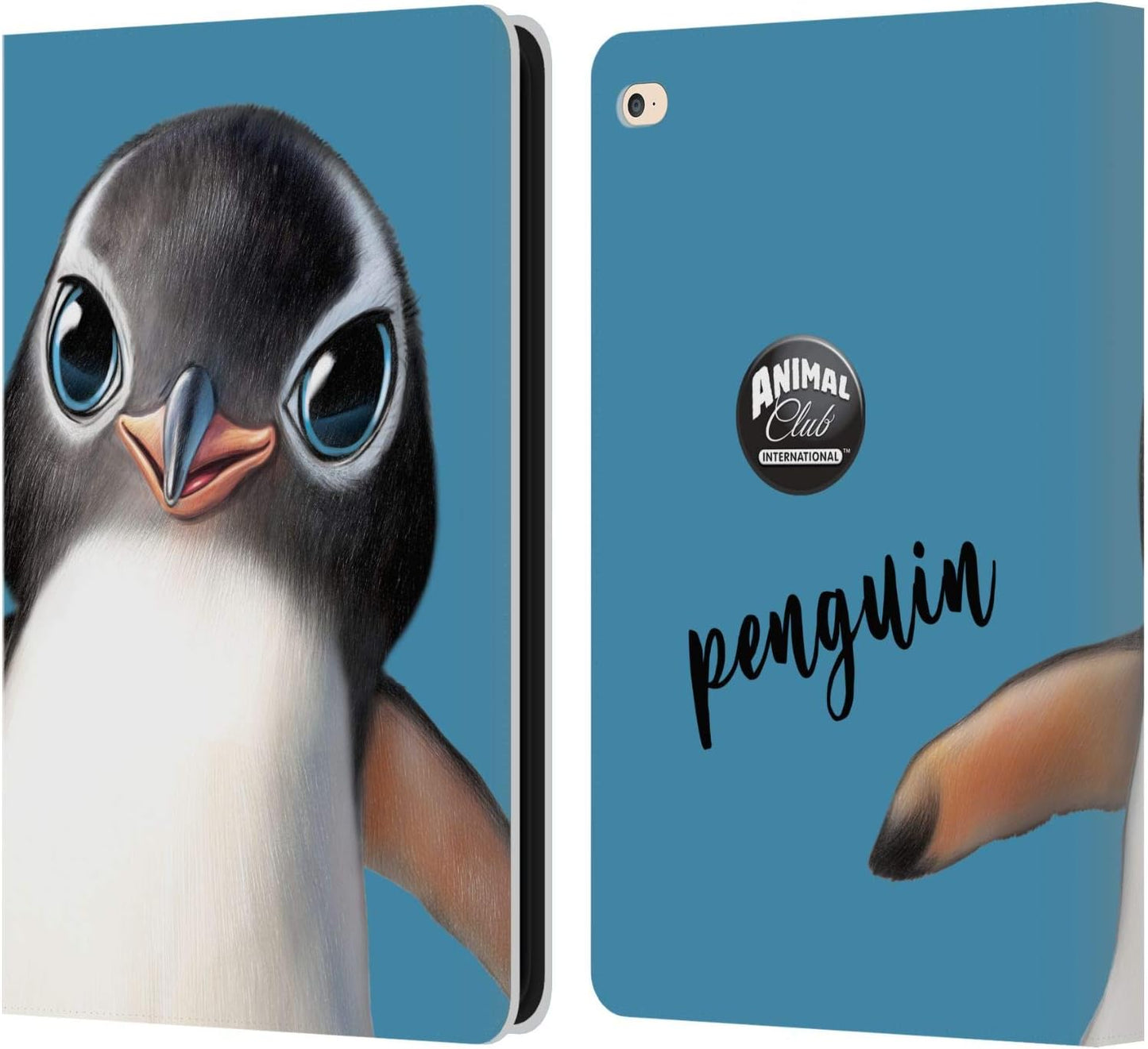 Animal Club International Penguin Faces Leather Wallet Case for iPad