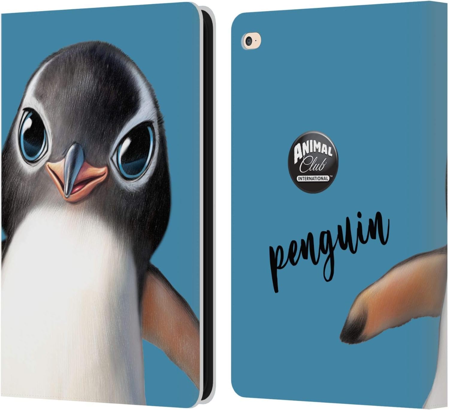Animal Club International Penguin Faces Leather Wallet Case for iPad