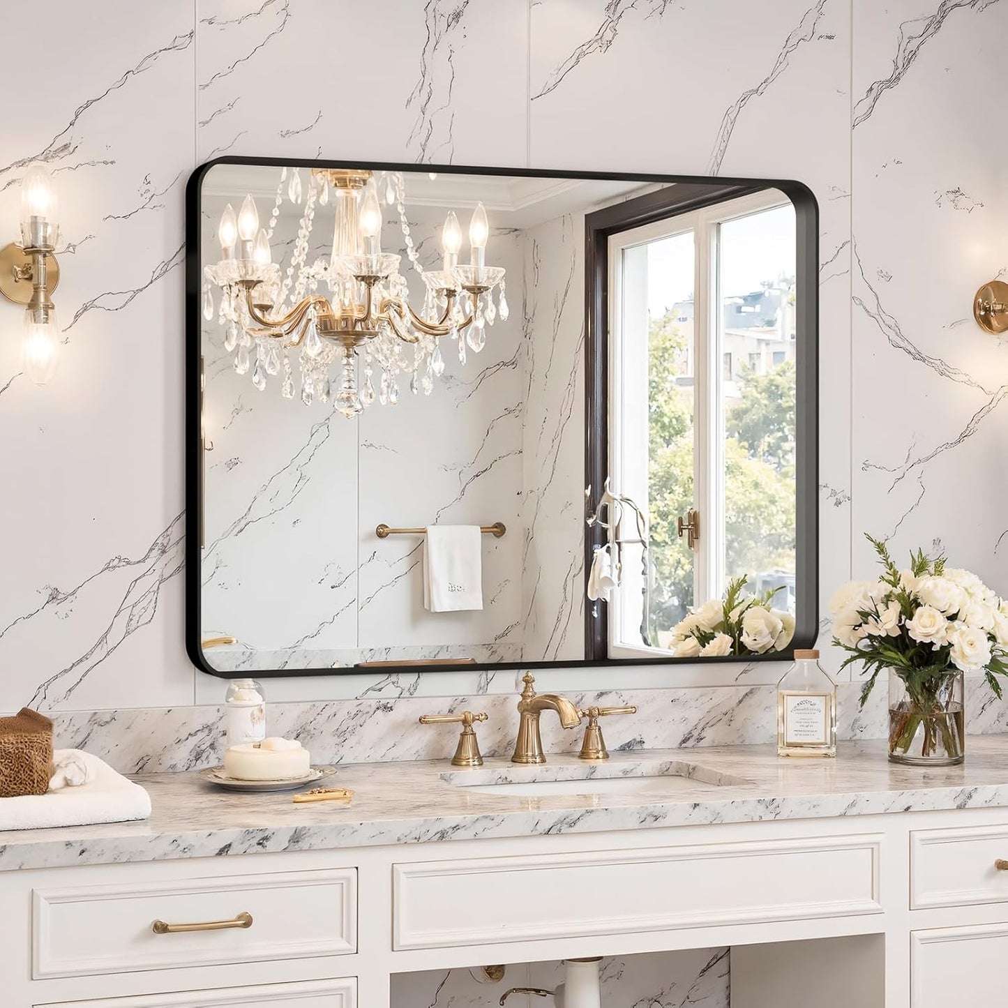 32x24 Bathroom Vanity Mirror with Anti-Rust Frame and HD Reflection
