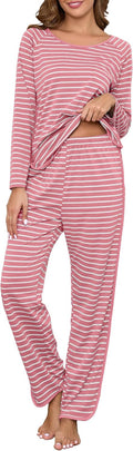 Womens Cotton Pajama Sets Stripe 2 Piece Lounge Set - Cozy All-Season