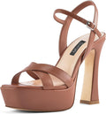 Platform Heels for Women Brown Chunky High Heel Sandals 12 cm