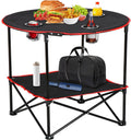 ZENY Portable Picnic Table with 4 Cup Holders - Compact & Convenient!
