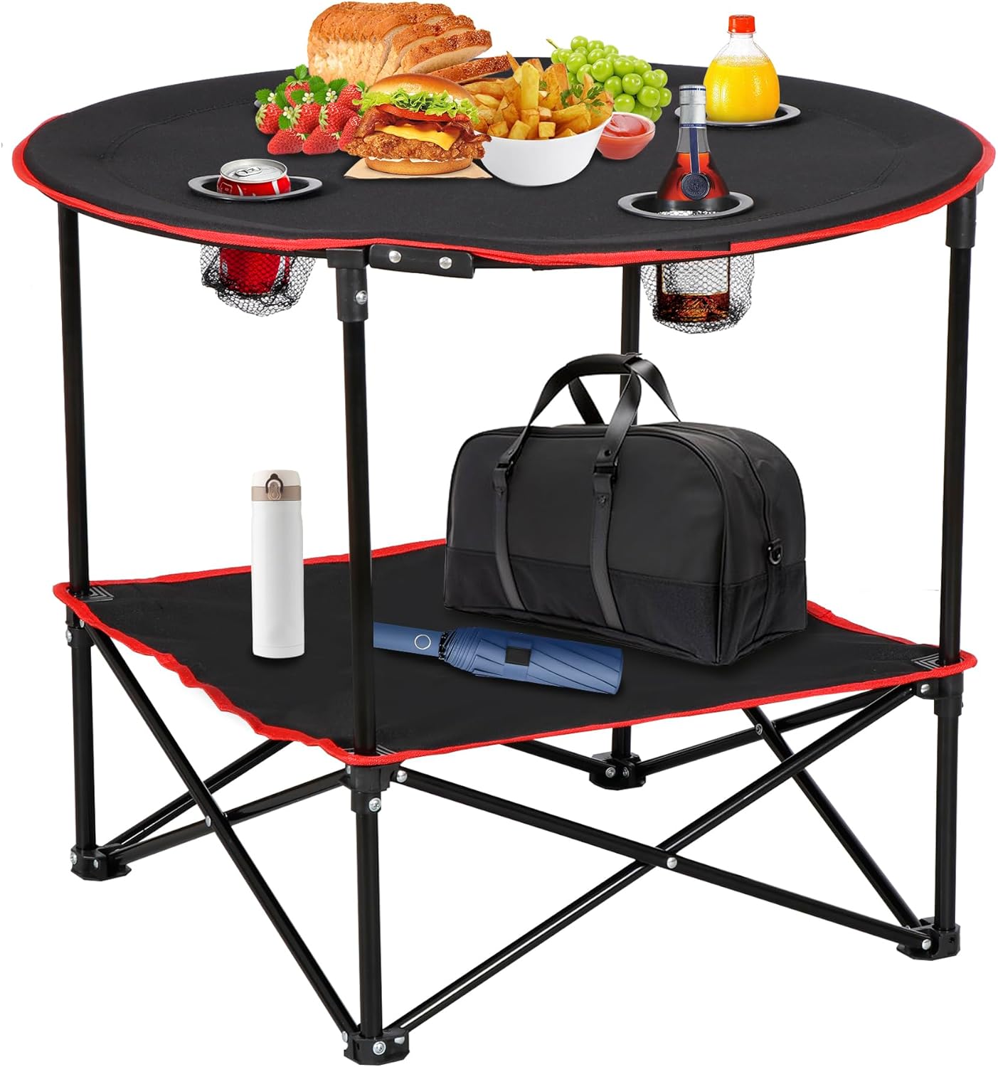 ZENY Portable Picnic Table with 4 Cup Holders - Compact & Convenient!