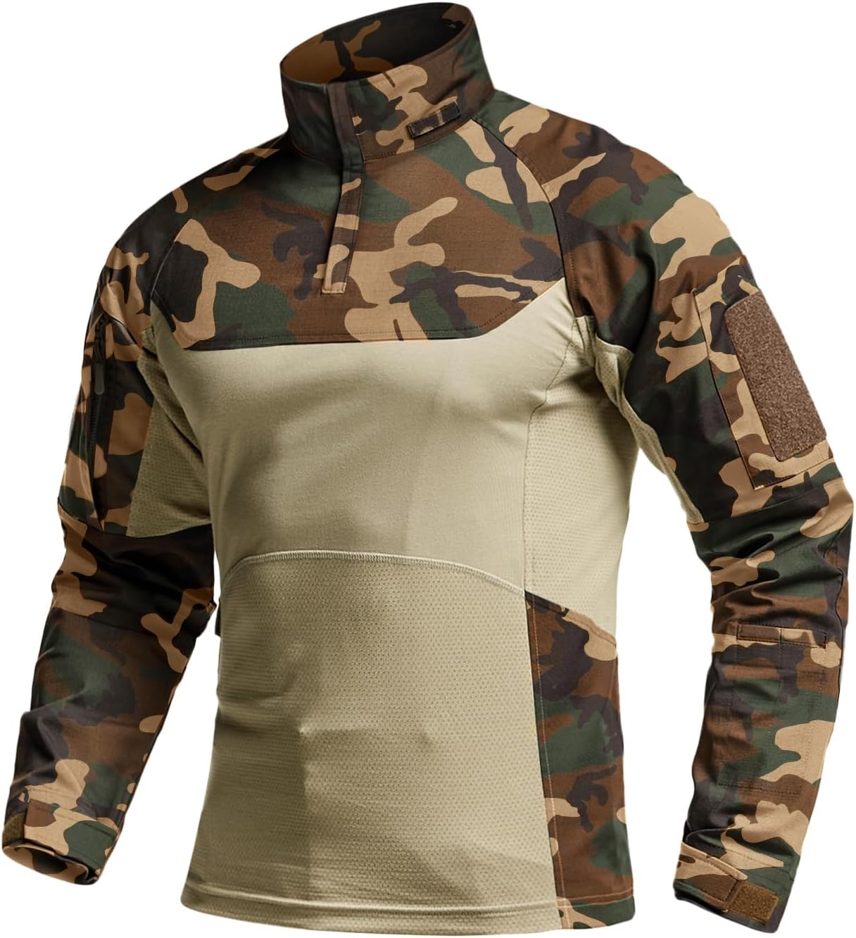 CQR Men's Combat Shirt Tactical 1/4 Zip Long Sleeve Military Top