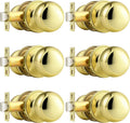 Probrico Passage Door Knobs Polished Brass 6 Pack - Classic Finish