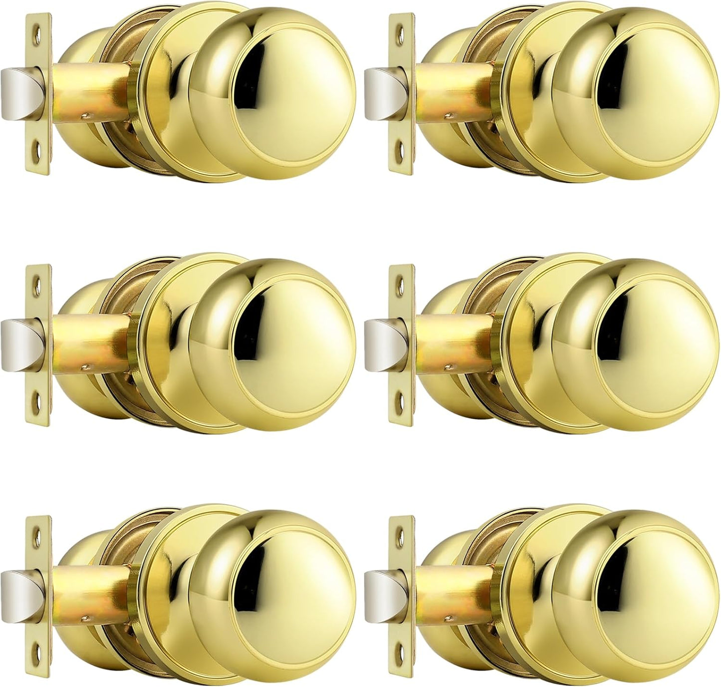 Probrico Passage Door Knobs Polished Brass for Interior Doors