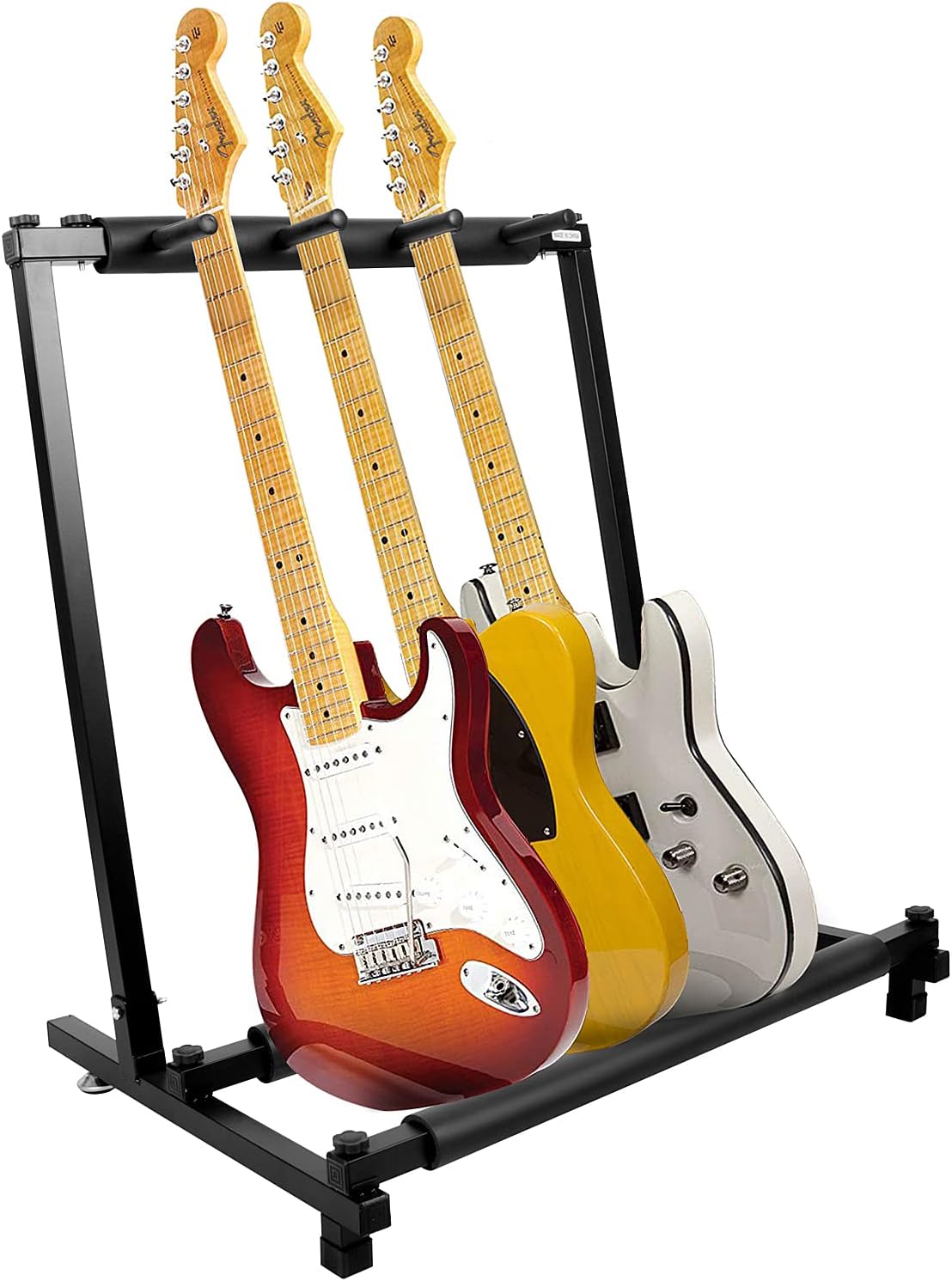 Kuyal Black 3-Guitar Folding Stand - Band Stage Essential