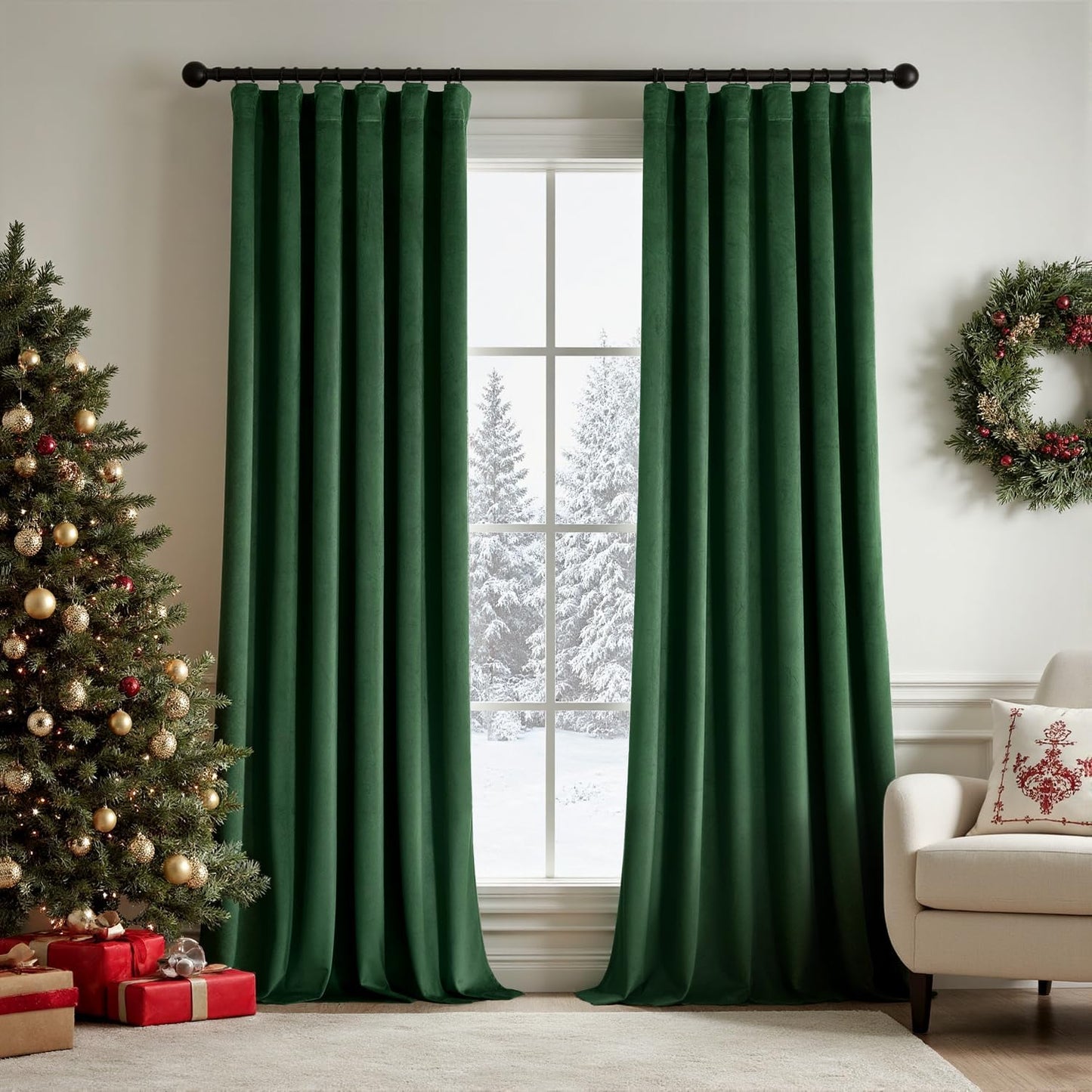 MIULEE Christmas Velvet Curtains for Elegant Room Decor