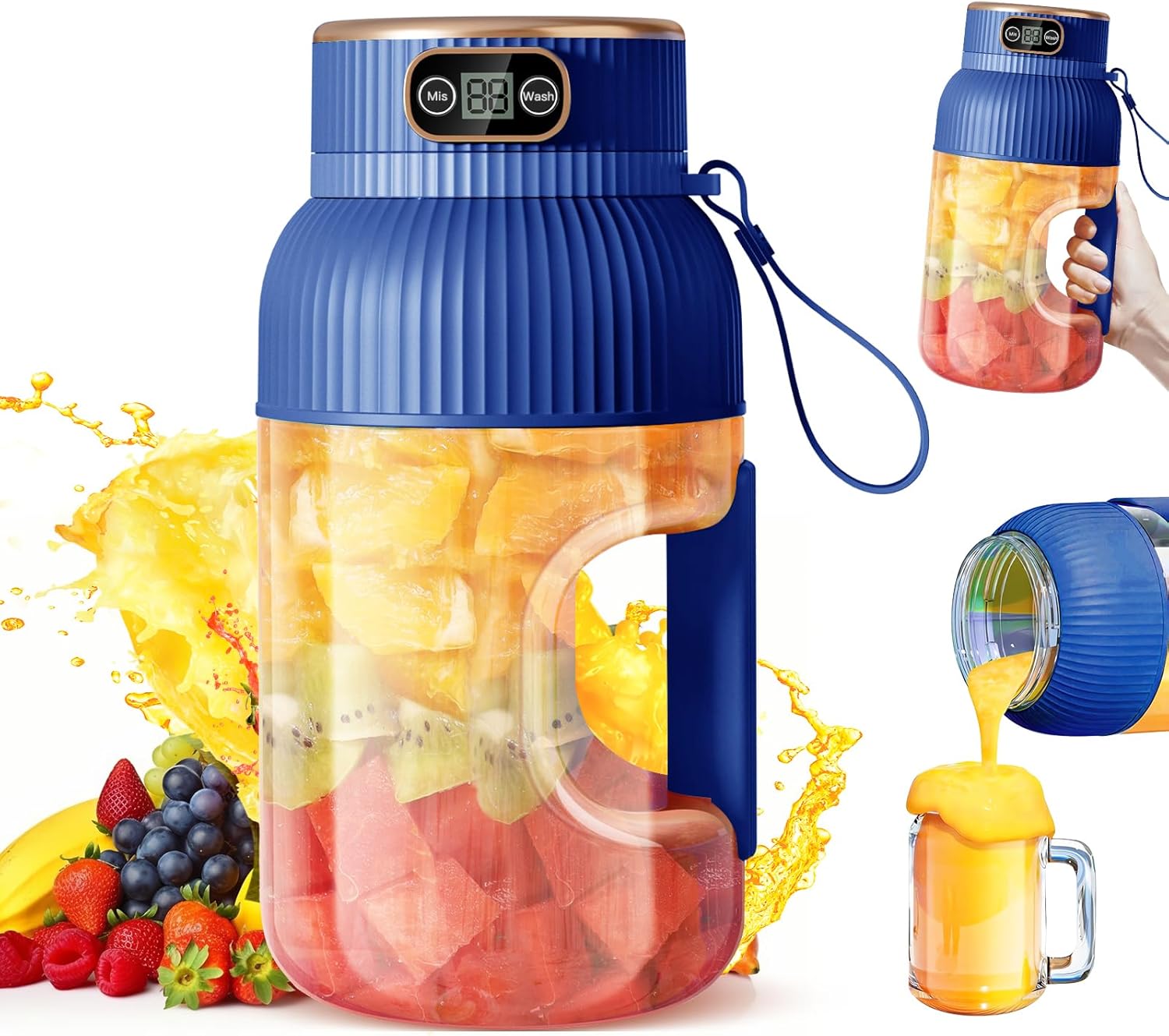 Portable USB Rechargeable Smoothie Blender - Blue
