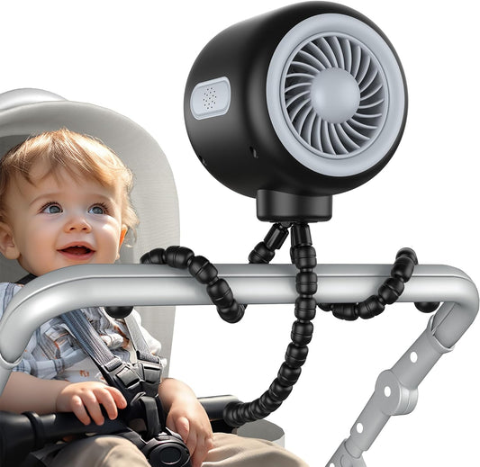 Koonie Portable Stroller Fan with Flexible Tripod: 3-Speed Baby Cooling