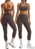 OMKAGI 2 Piece Workout Sets for Women Halter Sports Bras Booty