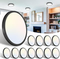libtit 12 Pack Black LED Ceiling Light 7 in 15W 1500Lm - Slim