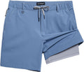 Mens Khaki Casual Shorts with Compression Liner 5/7 in Classic Fit
