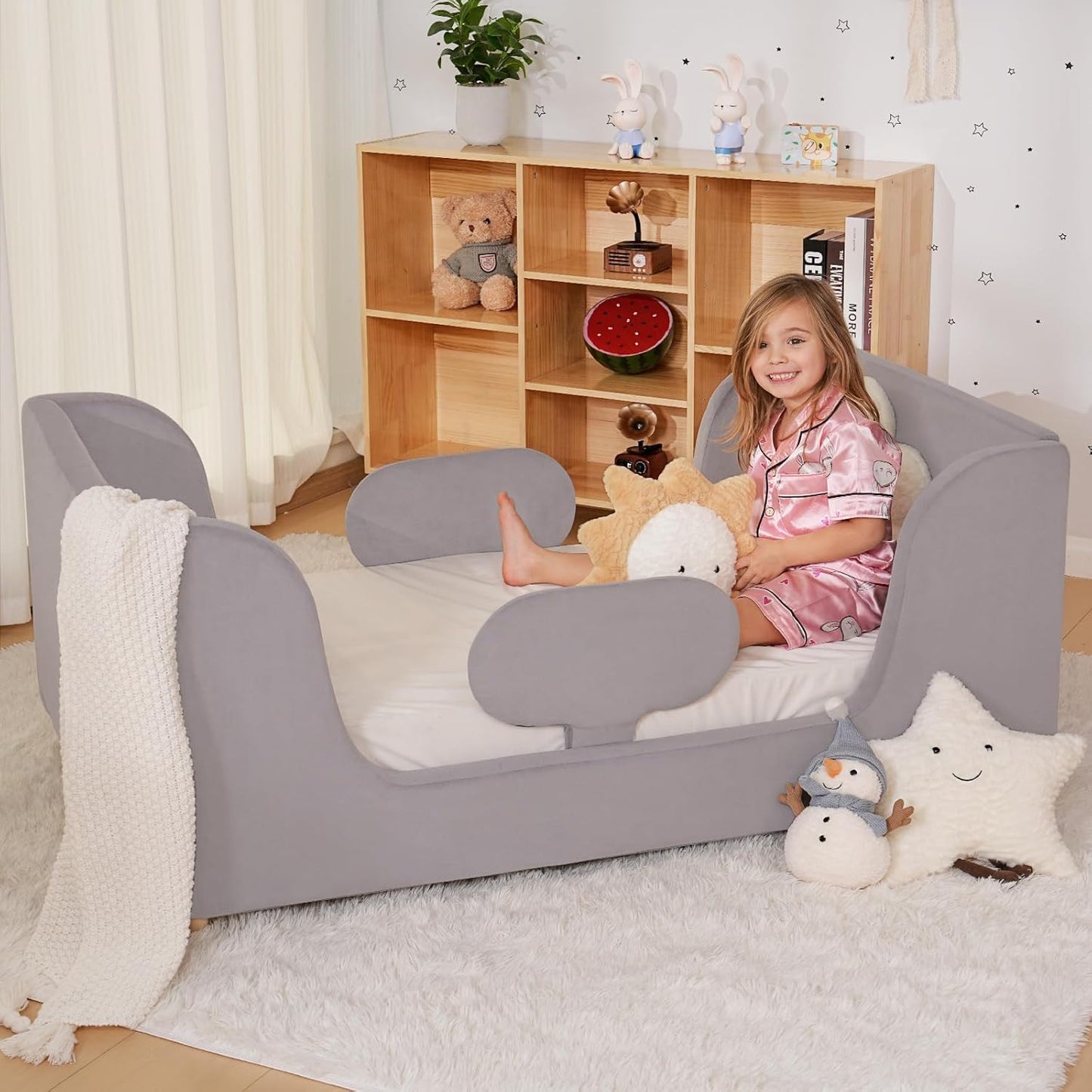 Toddler Bed Frame with Soft Padded Design for Safety and Comfort