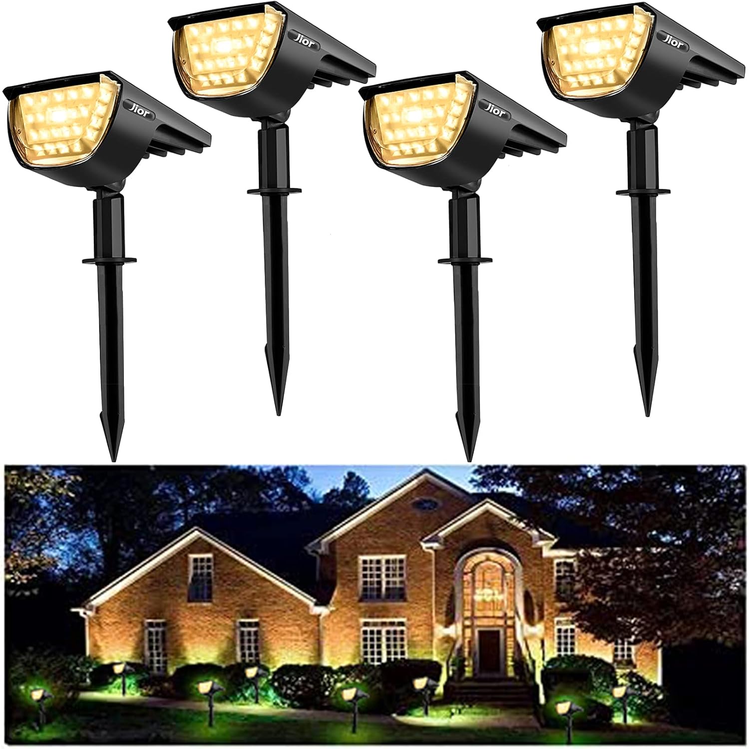 JIOR Solar Landscape Spotlights Outdoor with 32 LEDs for Gardens