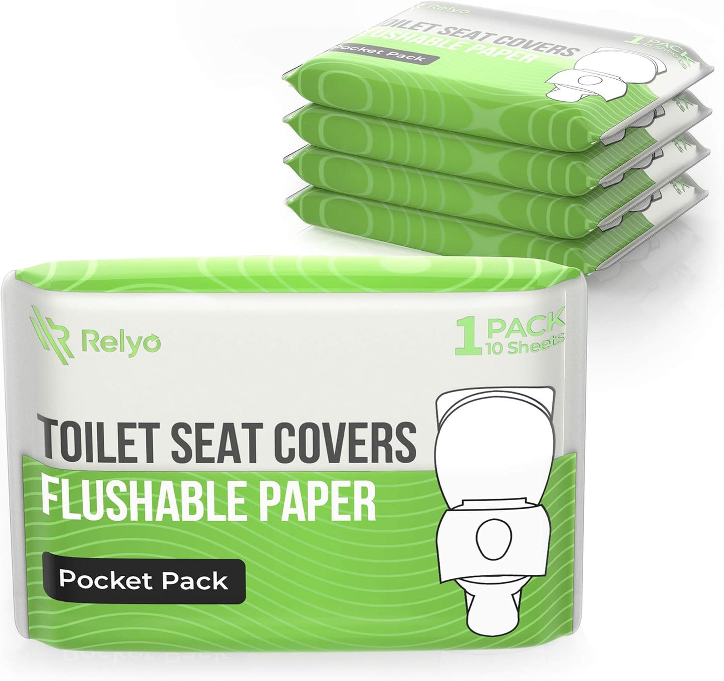 Relyo Flushable XL Toilet Seat Covers (50 Pack) - Travel-Friendly Biodegradable Protection