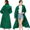 LAMA Womens Long Raincoat Hooded Waterproof Packable Windbreaker
